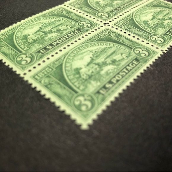 1950 Bankers 4x6 Framed Stamp Art, Unused Vintage USA #987. - Picture 2 of 6